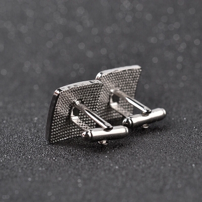 Picture of Square Fashion French Cufflinks For Men and Women Shirt Cufflinks (1Pair) (Silver)