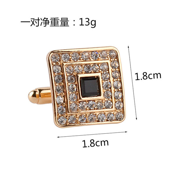 Picture of Square Fashion French Cufflinks For Men and Women Shirt Cufflinks (1Pair) (Gold)