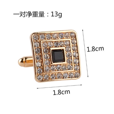 Picture of Square Fashion French Cufflinks For Men and Women Shirt Cufflinks (1Pair) (Gold)
