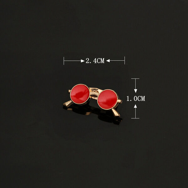 Picture of Men's Enamel Mini Sunglass Pin Brooch For Fashion Accessories (1Ps) (Golden Red)