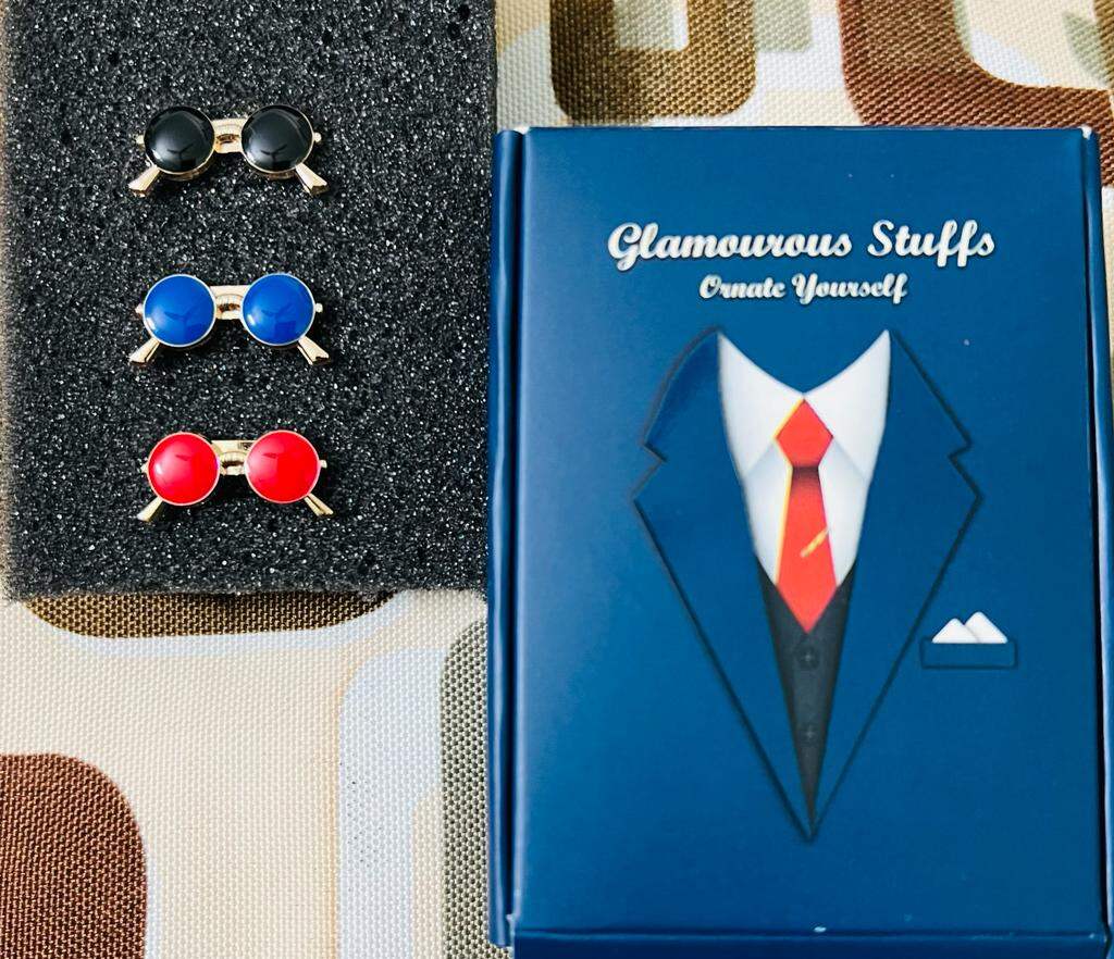 Picture of Men's Enamel Mini Sunglass Pin Brooch For Fashion Accessories (1Ps) (3p Mini Sunglass Set)