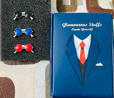 Picture of Men's Enamel Mini Sunglass Pin Brooch For Fashion Accessories (1Ps) (3p Mini Sunglass Set)