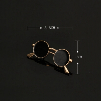 Picture of Men's Enamel Mini Sunglass Pin Brooch For Fashion Accessories (1Ps) (Golden Black (Big))