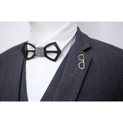 Picture of Mens Fashion Brooch Suit Dress Accessories Enamel Glass Frame Brooch (Golden Frame)