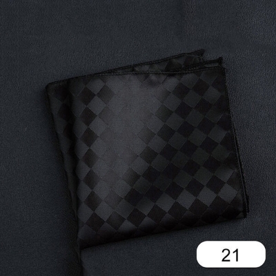 Picture of Elegant Geometric/Floral Polyester Pocket Square for Suit and Blazer, Formal Business Style - 23x23cm (Check Pure Black,Int: One size)