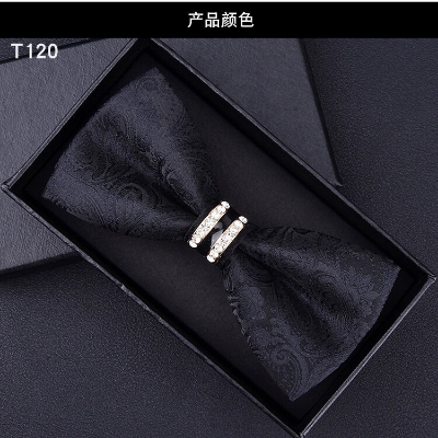Picture of Rhinestone Butterfly  British Men's Wedding Groom Bow Tie (Floral Pattern Black,Int: One size)