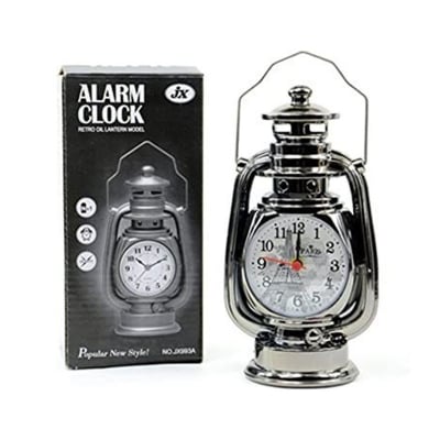 Picture of Vintage Alarm Clock Retro Oil Lamp Alarm Clock Kerosene Lamp Clock Living Room Decor -Wall Watch