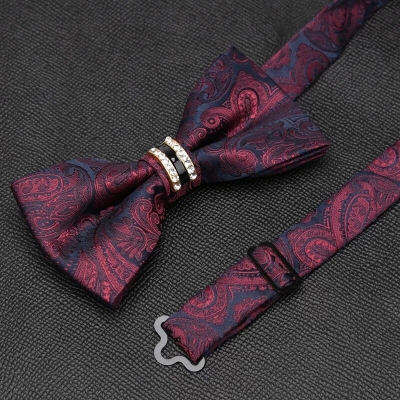 Picture of Rhinestone Butterfly  British Men's Wedding Groom Bow Tie (Floral Magenta,Int: One size)