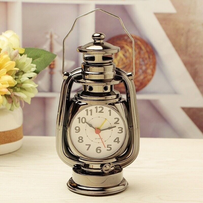 Picture of Vintage Alarm Clock Retro Oil Lamp Alarm Clock Kerosene Lamp Clock Living Room Decor -Wall Watch