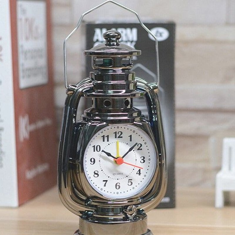 Picture of Vintage Alarm Clock Retro Oil Lamp Alarm Clock Kerosene Lamp Clock Living Room Decor -Wall Watch