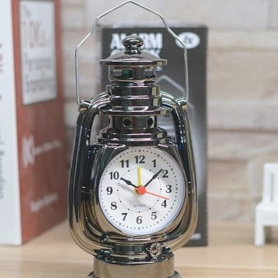 Picture of Vintage Alarm Clock Retro Oil Lamp Alarm Clock Kerosene Lamp Clock Living Room Decor -Wall Watch