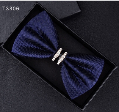 Picture of Rhinestone Butterfly  British Men's Wedding Groom Bow Tie (Plain Navy Blue,Int: One size)