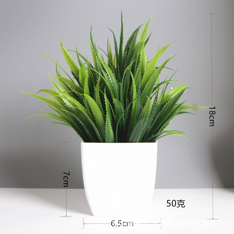 Picture of Artificial  Grass - Table Desk Decoration Plants - Plastic Tree and grass - Artificial Green Tree -  Aloe leaf potted Grass - Green