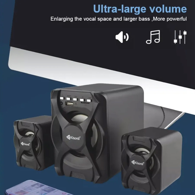 Picture of Kisonli U-2500bt 2: 1 Multimedia Bluetooth Speaker Desktop Laptop Home Speaker - Emphasizing Value - Black