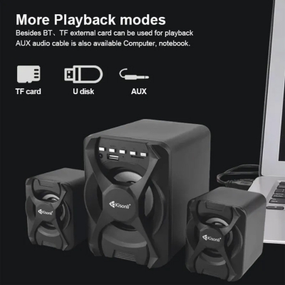 Picture of Kisonli U-2500bt 2: 1 Multimedia Bluetooth Speaker Desktop Laptop Home Speaker - Emphasizing Value - Black