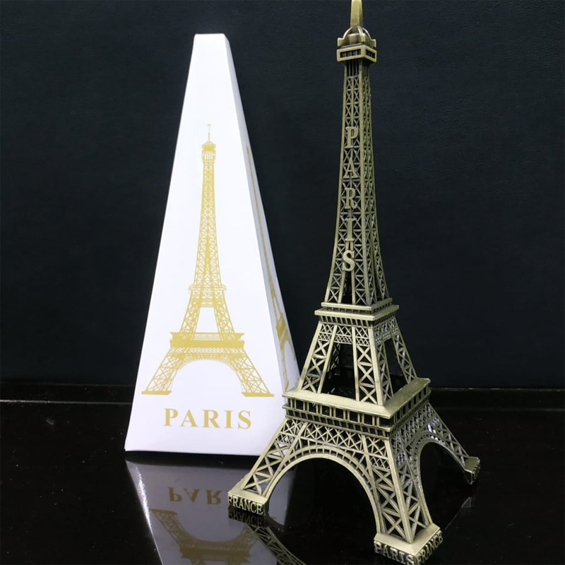 Picture of 6inch Art Eiffel Tower Showpiece, Metal Gift for Friend - room decoration items - Bronze