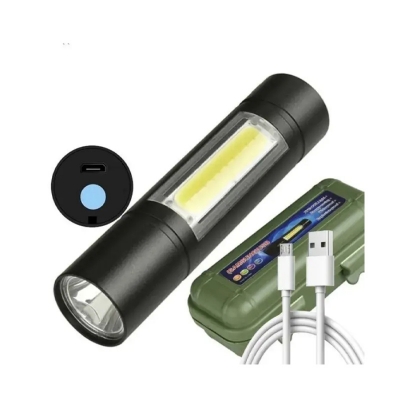 Picture of USB Charging Powerful Flashlight 3800LM XPE COB LED Flashlight Torch Light - Black