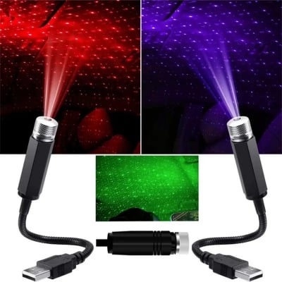 Picture of 2pcs LED Car Dome Light Galaxy Projector Night Light Adjustable USB Decoration Light Car Interior Light Starry Sky Night Light - Table Lamp
