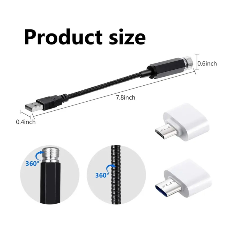 Picture of 2pcs LED Car Dome Light Galaxy Projector Night Light Adjustable USB Decoration Light Car Interior Light Starry Sky Night Light - Table Lamp
