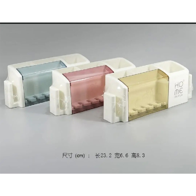 Picture of 1pcs Toothbrush holder punch-free modern minimalist rack wall-mounted toothbrush holder bathroom creative home family of four - bathroom corner shelf multicolor