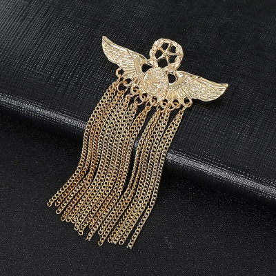Picture of Men's Suit Korean Brooch Chain Collar Suit Brooch Simple Badge Accessories (Golden pure metal tassel)