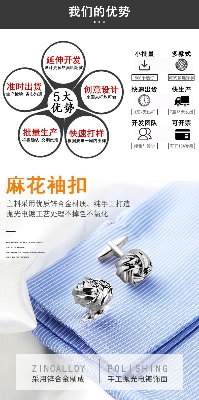 Picture of Men's Metal Round Twist French Cufflinks Set (Int: One size)