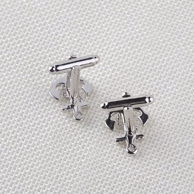 Picture of Men's Anchor Shape Navy French Shirt Cufflinks Pair (Silver Anchor)