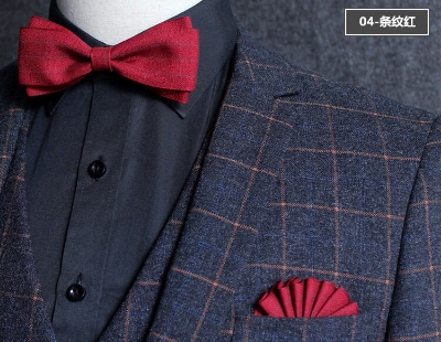 Picture of Men's Readymade Pocket Square Wedding Dress Matching Chest Scarf Square Brooch Pin (Pure Maroon With Strip)