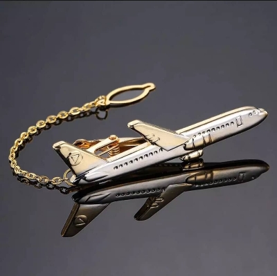 Picture of Golden Airplane Chain Tie Clip For Men (Golden)