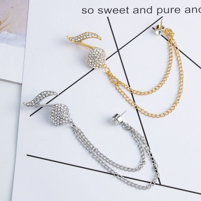 Picture of Musical Note Rhinestone Chain Brooch Pin Fashion Accessories (Silver)