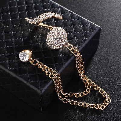Picture of Musical Note Rhinestone Chain Brooch Pin Fashion Accessories (Golden)