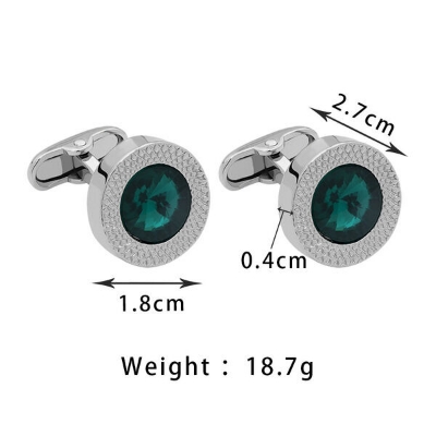Picture of Crystal Prismatic Cufflinks Button For Men's French Cuff Shirt With Paper Box (Green Stone)