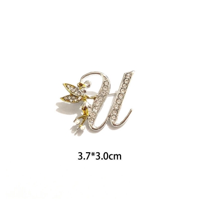 Picture of English Alphabet Fairy Brooch Pin For Women Fashion Accessories - Hijab Pin (Alphabet - U)