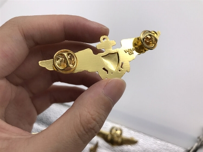 Picture of Wings Anchor Metal Badge Brooch For Men Fashion Accessories (Gold)