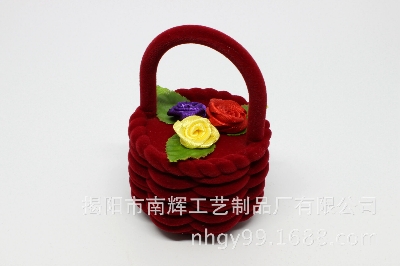 Picture of Flower Basket Jewelry Ring Box Jewelry Packaging Box (Maroon)