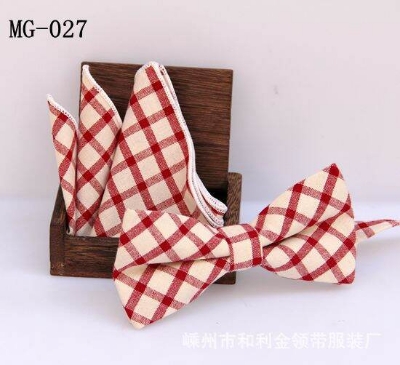 Picture of Men's Fashion British Style Casual Grid Cotton Bow Tie 2p Set Suit Fashion Accessories (MG-027,Int: One size)