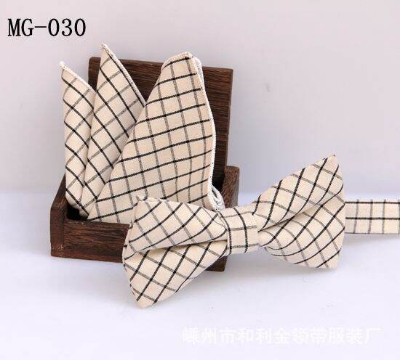 Picture of Men's Fashion British Style Casual Grid Cotton Bow Tie 2p Set Suit Fashion Accessories (MG-030,Int: One size)