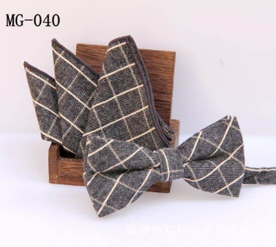 Picture of Men's Fashion British Style Casual Grid Cotton Bow Tie 2p Set Suit Fashion Accessories (MG-040,Int: One size)