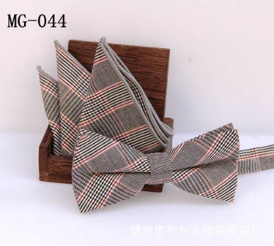 Picture of Men's Fashion British Style Casual Grid Cotton Bow Tie 2p Set Suit Fashion Accessories (MG-044,Int: One size)