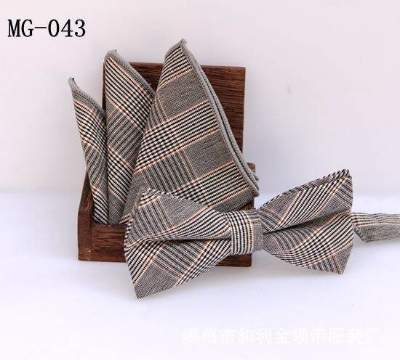 Picture of Men's Fashion British Style Casual Grid Cotton Bow Tie 2p Set Suit Fashion Accessories (MG-043,Int: One size)