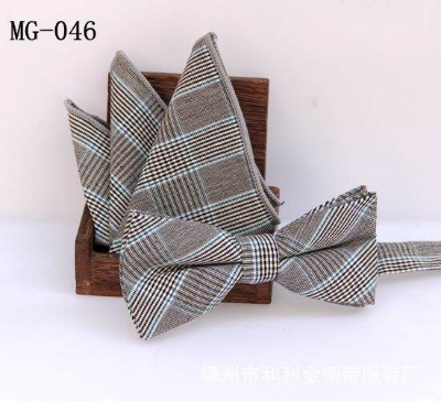 Picture of Men's Fashion British Style Casual Grid Cotton Bow Tie 2p Set Suit Fashion Accessories (MG-046,Int: One size)