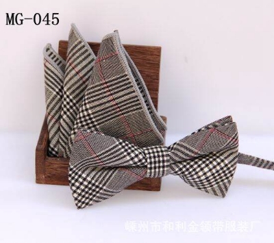 Picture of Men's Fashion British Style Casual Grid Cotton Bow Tie 2p Set Suit Fashion Accessories (MG-045,Int: One size)