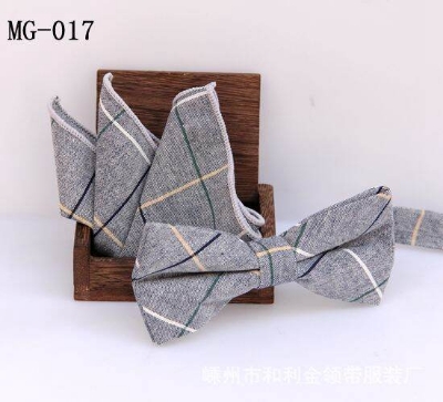 Picture of Men's Fashion British Style Casual Grid Cotton Bow Tie 2p Set Suit Fashion Accessories (MG-017,Int: One size)