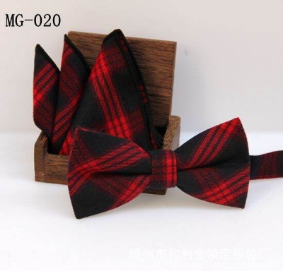 Picture of Men's Fashion British Style Casual Grid Cotton Bow Tie 2p Set Suit Fashion Accessories (MG-020,Int: One size)