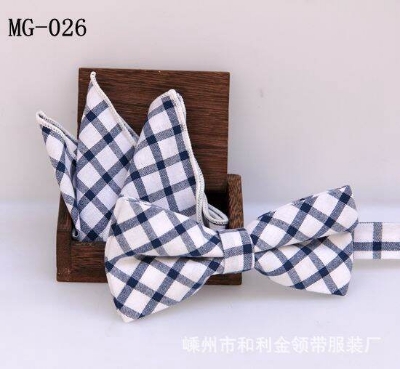 Picture of Men's Fashion British Style Casual Grid Cotton Bow Tie 2p Set Suit Fashion Accessories (MG-026,Int: One size)