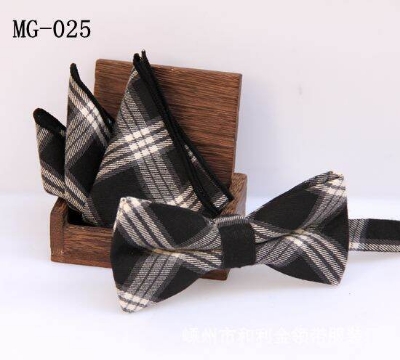 Picture of Men's Fashion British Style Casual Grid Cotton Bow Tie 2p Set Suit Fashion Accessories (MG-025,Int: One size)