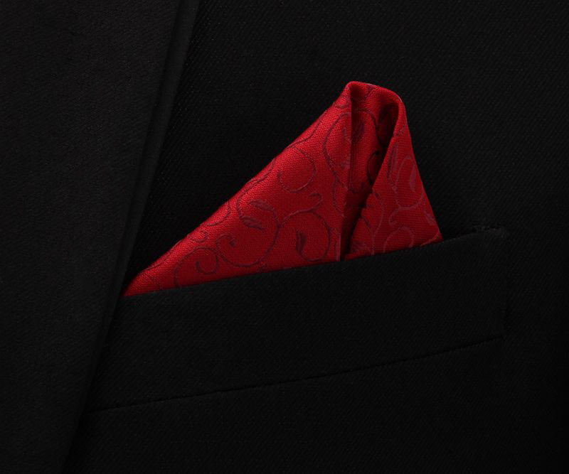Picture of Men's Luxury Polyester Yarn Handkerchief Paisley Suit Pocket Square 25*25cm (1 PS) (Hook Pattern-Red,Int: One size)