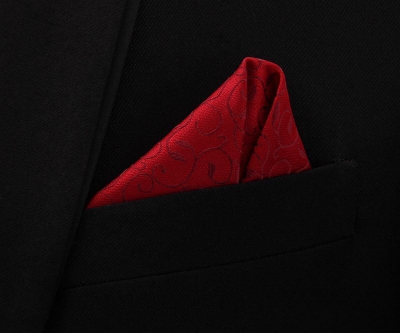 Picture of Men's Luxury Polyester Yarn Handkerchief Paisley Suit Pocket Square 25*25cm (1 PS) (Hook Pattern-Red,Int: One size)
