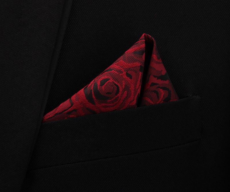 Picture of Men's Luxury Polyester Yarn Handkerchief Paisley Suit Pocket Square 25*25cm (1 PS) (Rose-Wine Red,Int: One size)