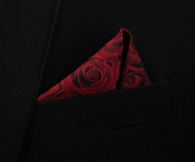 Picture of Men's Luxury Polyester Yarn Handkerchief Paisley Suit Pocket Square 25*25cm (1 PS) (Rose-Wine Red,Int: One size)